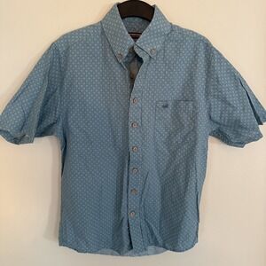 Southern Marsh Green Spot Pattern Short Sleeve Button Down Shirt Small